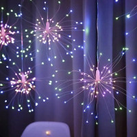 Світлодіодна гірлянда XMAS Firework M-7 500 LED,  мультиколірна шторка-феєрверк із мідним дротом для святкового декору